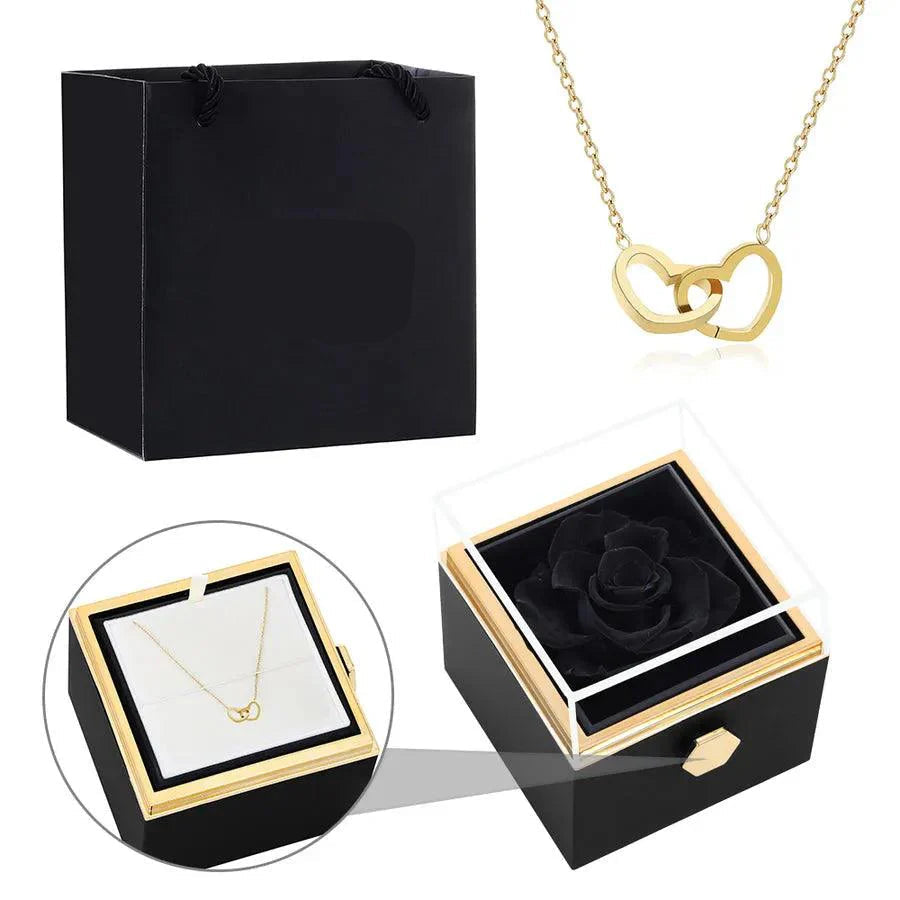 Eternal Rose Box & Custom Engraved Necklace