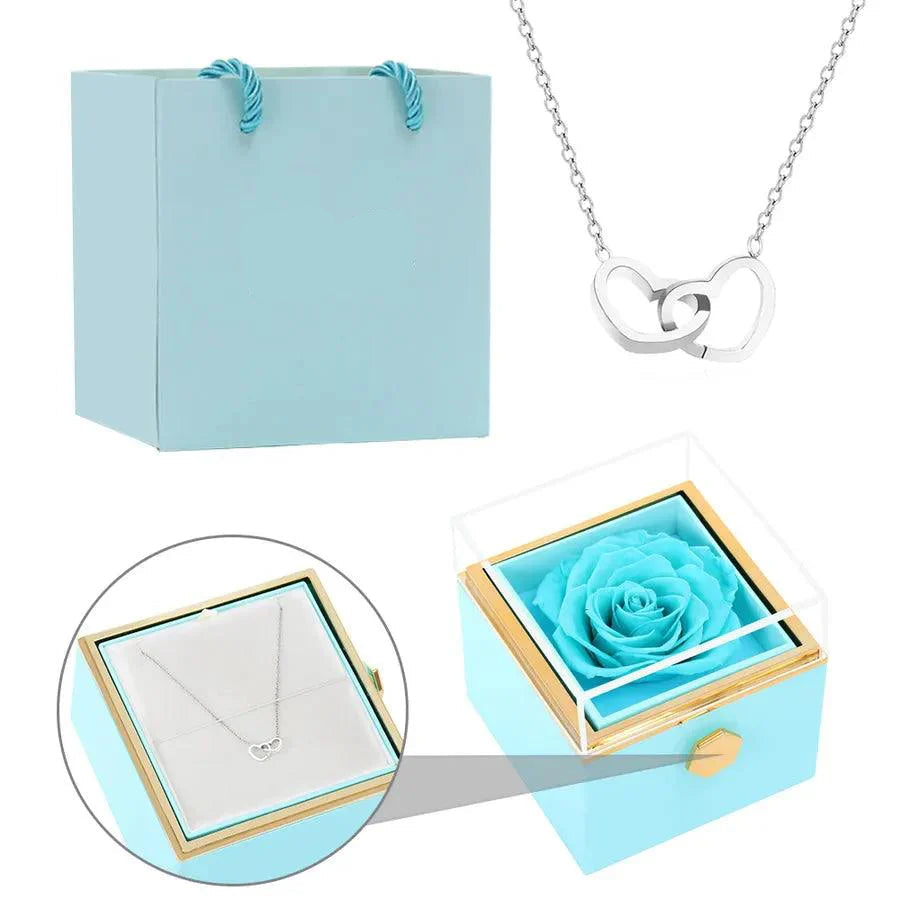 Eternal Rose Box & Custom Engraved Necklace