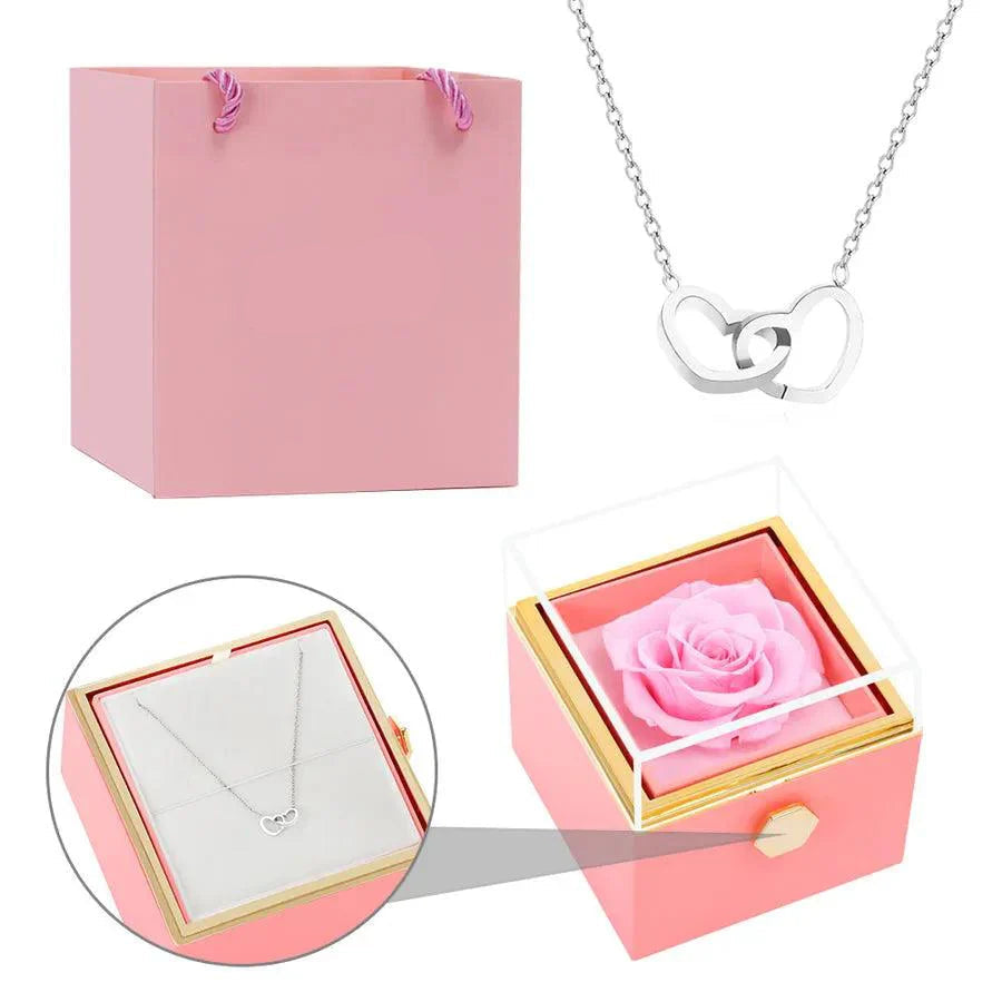 Eternal Rose Box & Custom Engraved Necklace