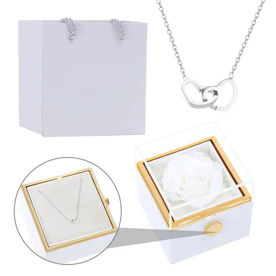 Eternal Rose Box & Custom Engraved Necklace