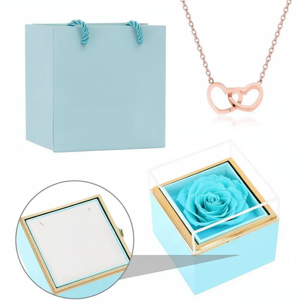 Eternal Rose Box & Custom Engraved Necklace