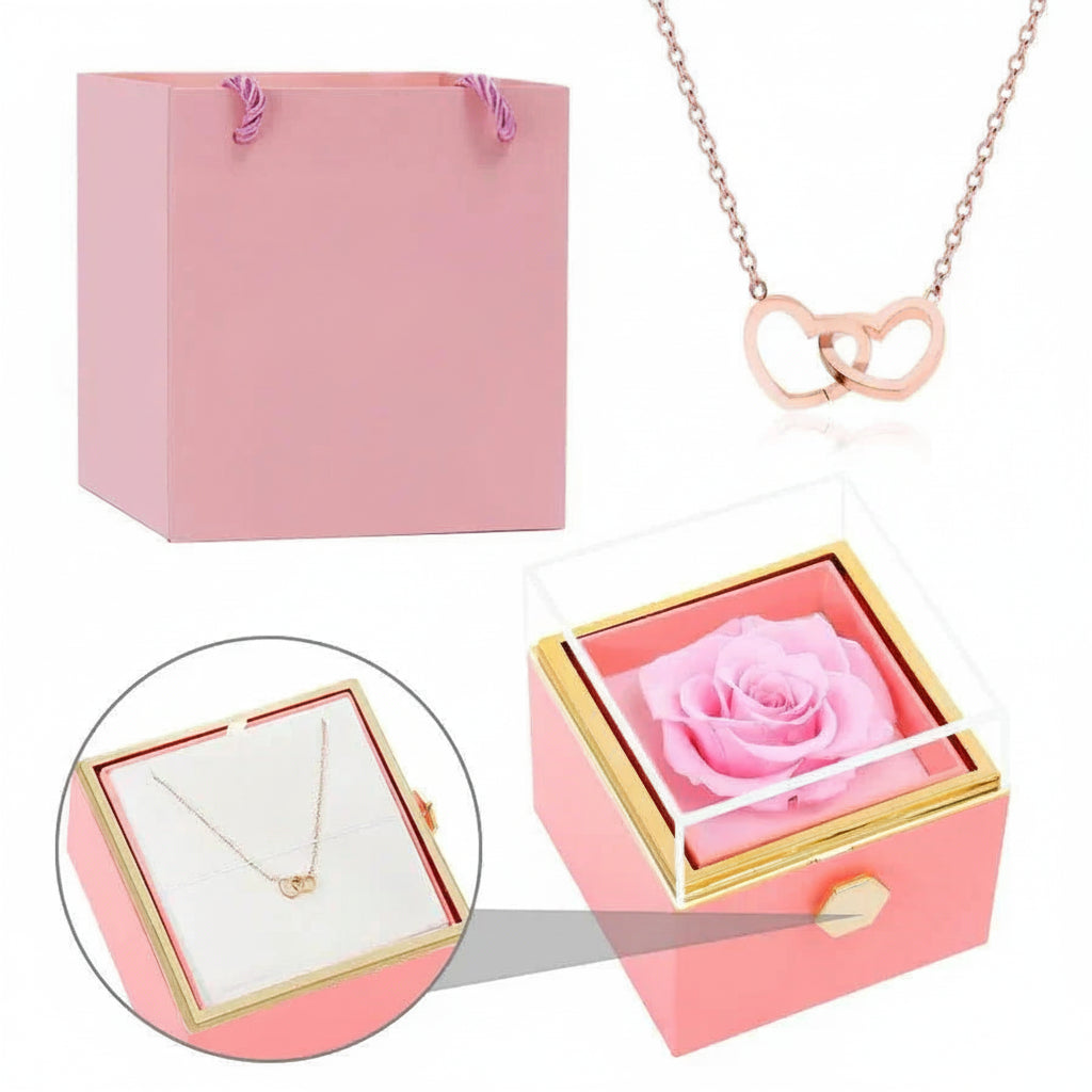 Eternal Rose Box & Custom Engraved Necklace