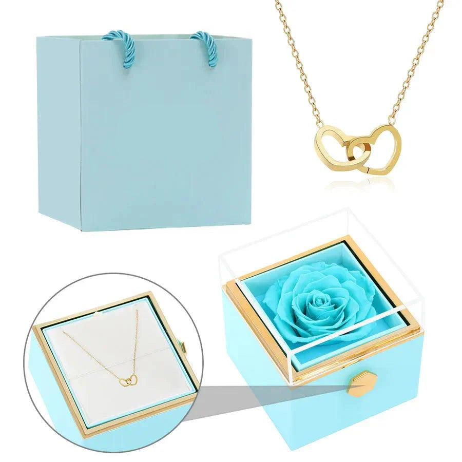 Eternal Rose Box & Custom Engraved Necklace